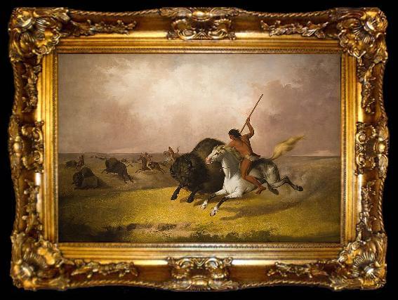 framed  John Mix Stanley Buffalo Hunt on the Southwestern Prairies, ta009-2